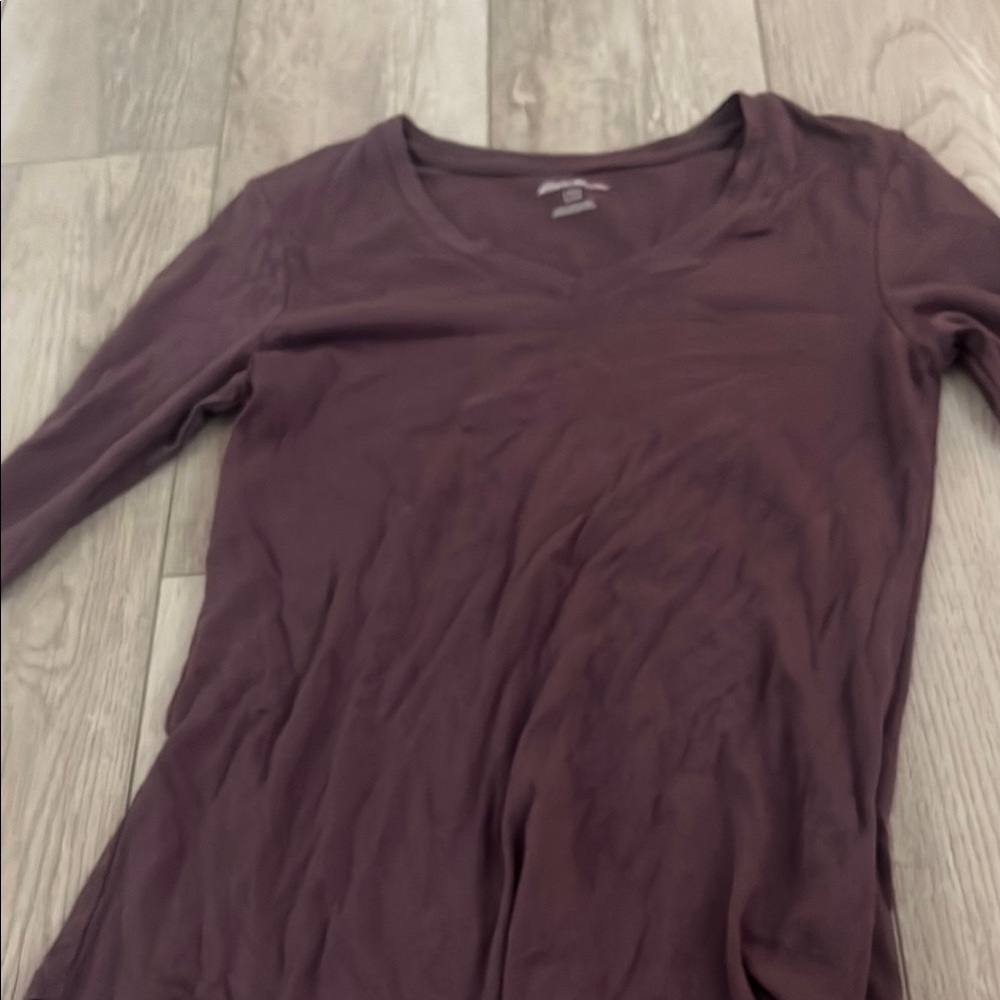 Eddie Bauer Purple Fitted Long Sleeve T-Shirt